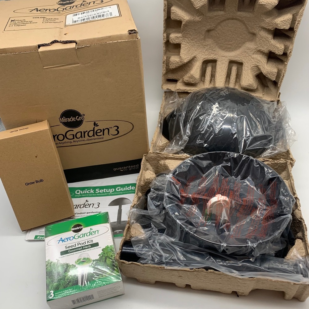 Miracle-Gro AeroGarden 3 Indoor Hydroponic Smart Garden Kit‎ Black Open Box New